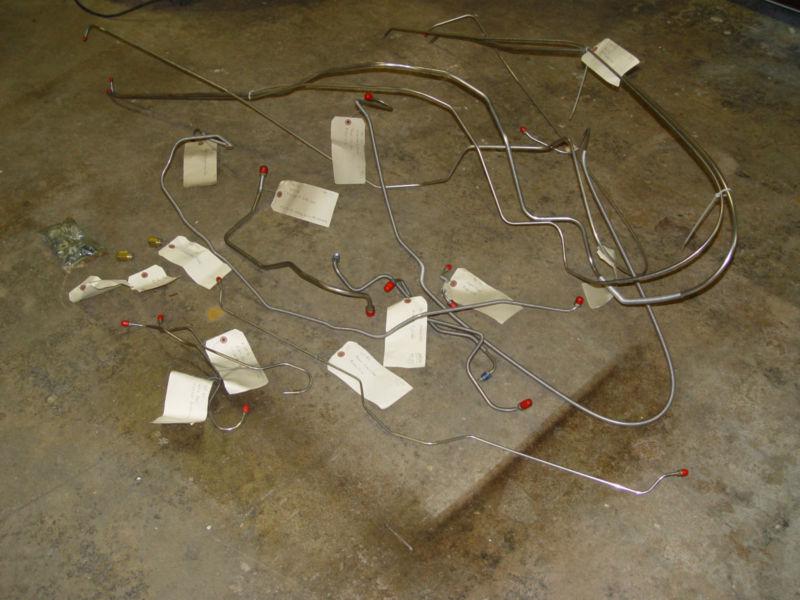 70,71,72,73 corvette brake & fuel lines full set 350 s.b. wo pb + r blocks+clips