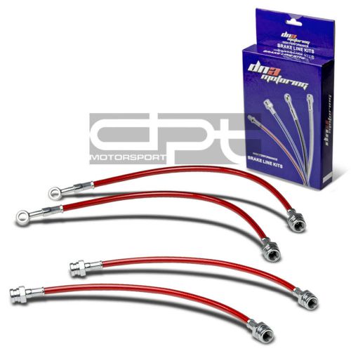 4pc full f+r stainless steel hose brake line 86-91 mazda rx-7/rx7 fc3s s4-s5 red