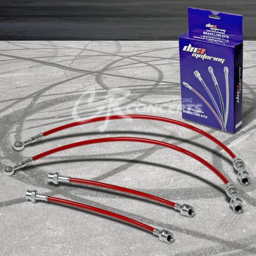 High performance stainless steel braided brake line/cable for 89-94 maxima red