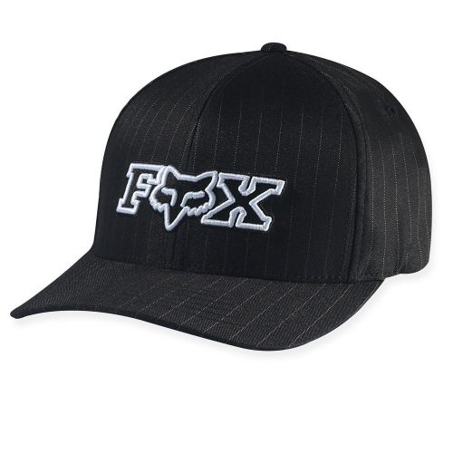 Fox racing mens black pinstripe/white corpo flexfit hat cap