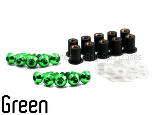 Windscreen bolts windshield screws m5 5mm wellnut fastener kits x10 green