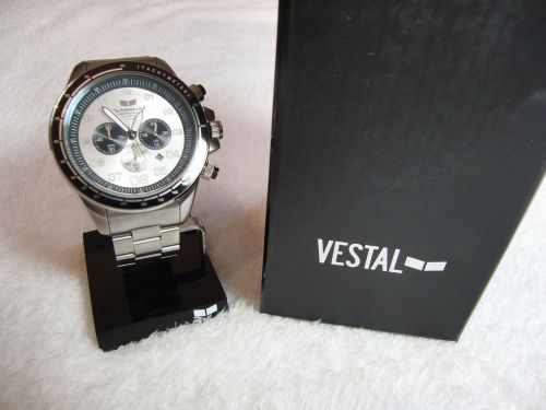 Vestal zr3 stainless steel brushed silver watch men&#039;s zr3015 black trim