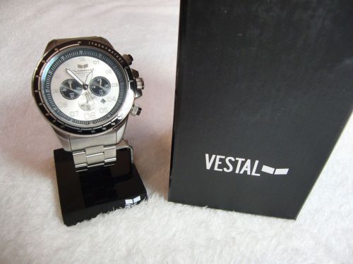 Vestal zr3 stainless steel brushed silver watch men's zr3015 black trim