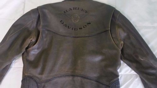 Harley-davidson distressed brown billings leather jacket 98133-99vm mens large