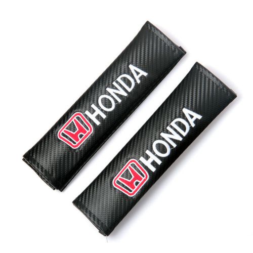 2pcs black carbon fiber car seat belt cover shoulder pad for honda free shipping