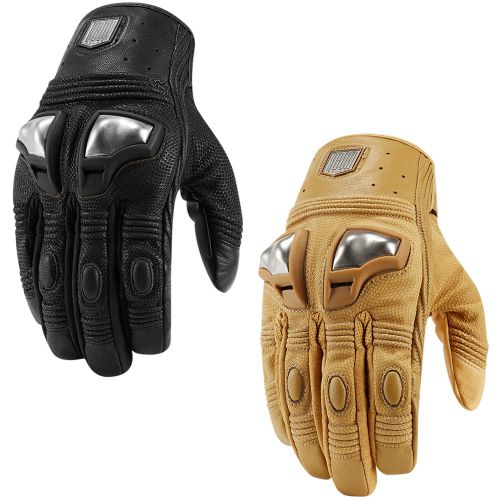Icon 1000 retrograde goatskin leather street motorcycle gloves