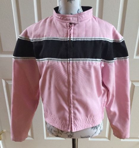 Ladies pink &amp; black ~usa biker design jacket  size xlarge