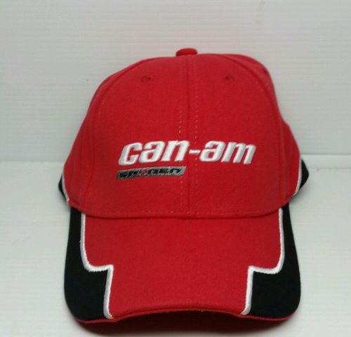 Can am spyder paneled strap buckled back hat red/black embroidered logo bill nos