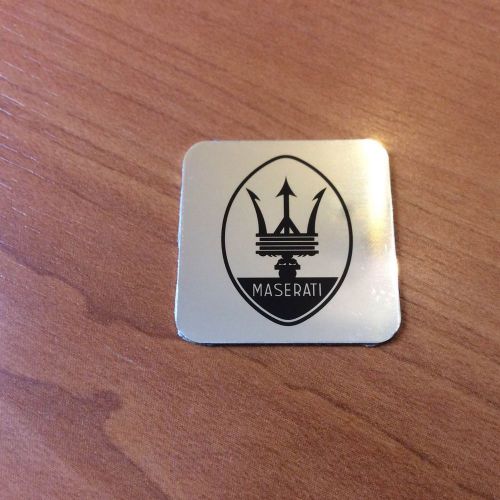 Maserati glossy aluminum sticker size 1"x1"(25.4x25.4 mm) thickness 0.02"