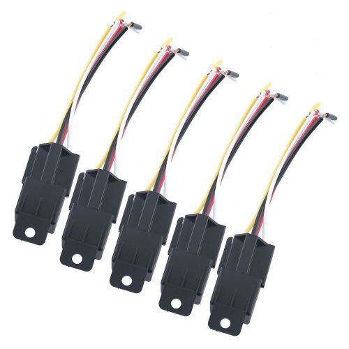 5pcs cars auto 12v 40a 40 amp style control device relay 4 pin &amp;socket wires