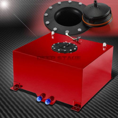 10 gallon light red coated aluminum gas fuel cell tank/2&#034;sump+level sender