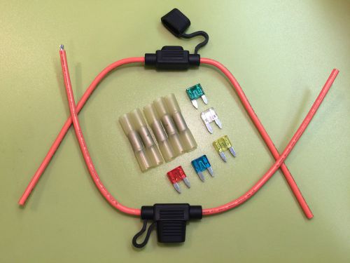 Extreme duty 12 awg gauge mini atm inline waterproof fuse holder kit lot of 2