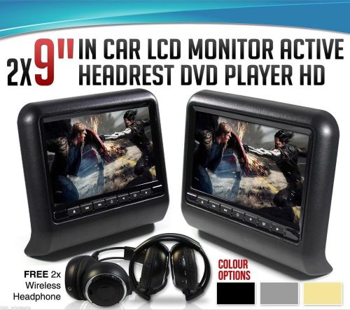 Pair 9 inch car headrest tablet dvd player radio wireless controller sd usb hdmi