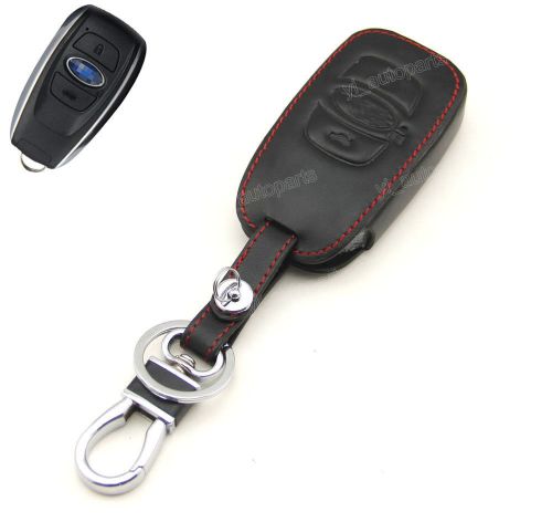 Leather case cover holder for subaru forester legecy outback remote smart key xv