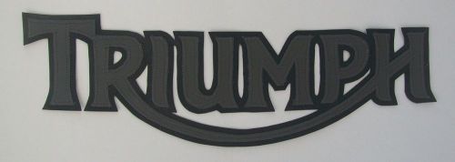 Triumph motorcycles 13 inch patch gray lettering with black synthetic leather