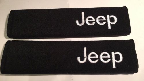 2pcs jeep wrangler cherokee embroidered seat belt shoulder cover pads black new