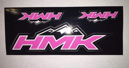 Hmk snowmobiling stickers pink white and black decal snowmobile