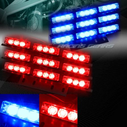 54 led red &amp; blue car emergency hazard warning flash strobe light universal 9