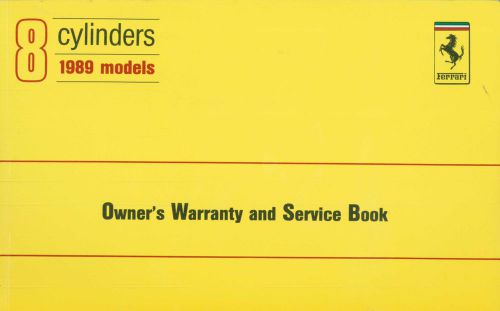 1989 ferrari 348 tb v8 warranty card owner's sevice book us blanco 565/89