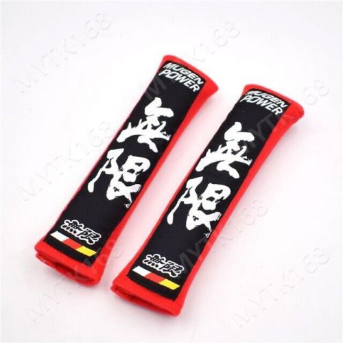x2 Mugen-Red Racing Red Soft Cotton Embroidery Seat Belt Cover Shoulder Pads, US $12.00, image 4