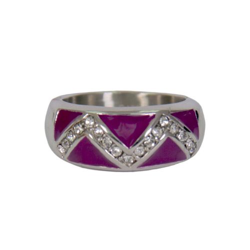 Hot leathers jwr1123 women's purple 'chevron' stainless steel ring with