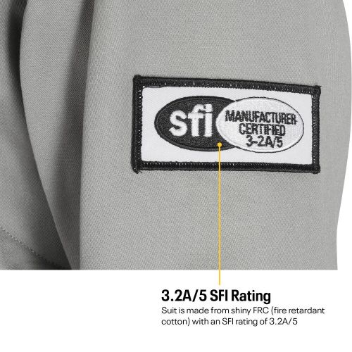 Speedway Double-Layer SFI-5 One-Piece Racing Suit, Grey Large, US $224.99, image 4