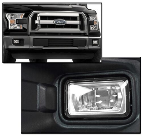 15-17 ford f-150 f150 3pc smd led bumper fog light lamp chrome +bezel left+right