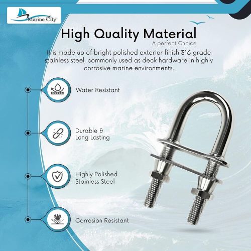 Polished 316 Grade Stainless Steel Welded Plate U-Bolt Rust and Corrosion Res..., US $53.99, image 5