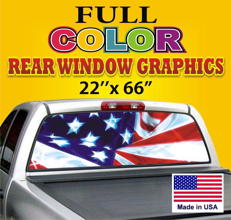 Patriotic  sign graphic usa flag rear window decal tint -dodge  chevy  ford 