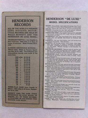 * 1923 HENDERSON Motorcycle Four Cylinder De Luxe Model original brochure, US $35.00, image 3