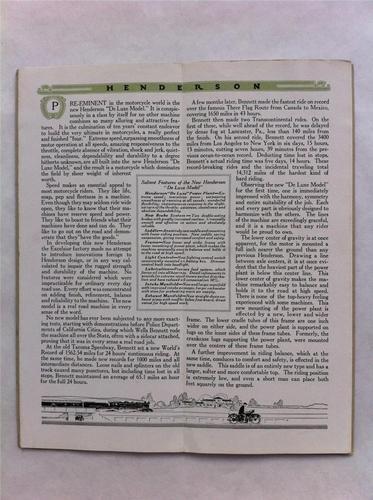 * 1923 HENDERSON Motorcycle Four Cylinder De Luxe Model original brochure, US $35.00, image 4