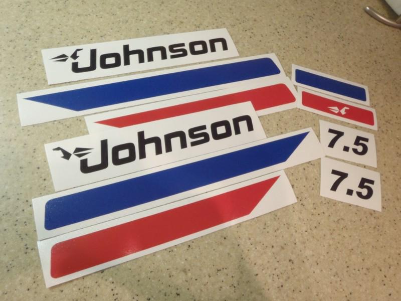 Johnson vintage outboard motor 7.5 hp decal kit free ship + free fish decal!