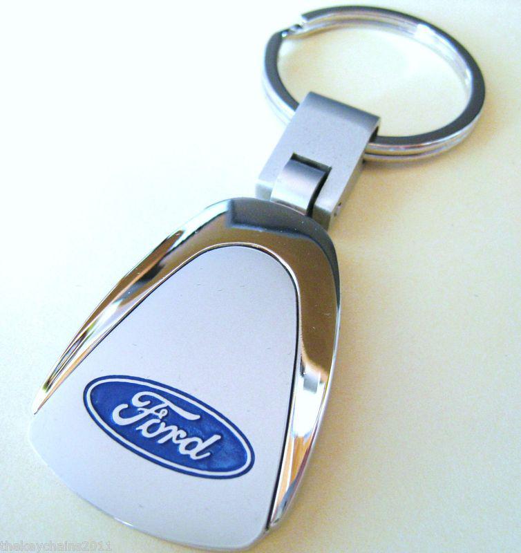 Ford key chain ring fob f-150 edge escape explorer fiesta focus mustang~chrome 