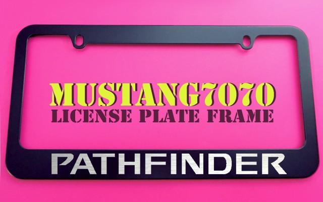 1 brand new nissan pathfinder black metal license plate frame + screw caps