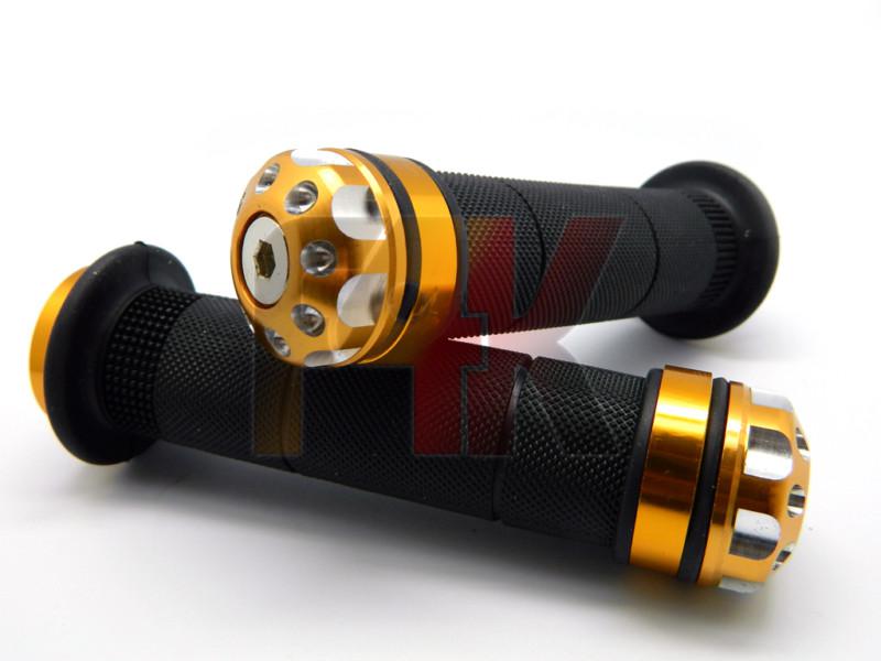 Golden rubber gel hand grips w/ bar end plug for motorcycle sports dirt bikes