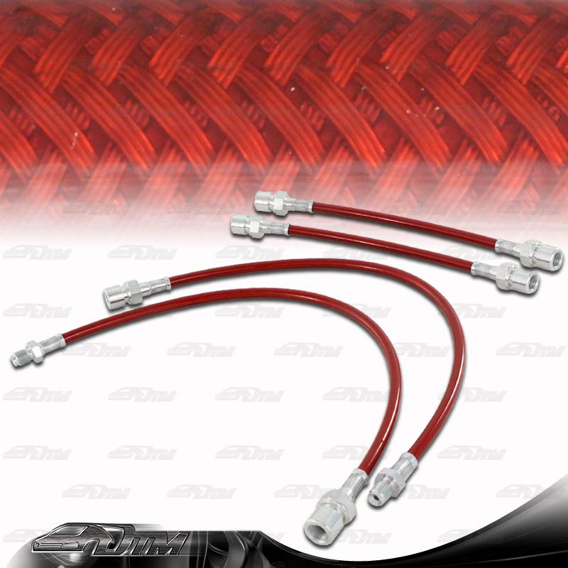 1983-1989 porsche 944 2 door coupe front & rear stainless steel brake line red