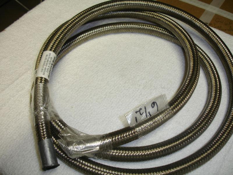 6 1/2 ft. aeroquip #8 stainless rubber bradied hose new