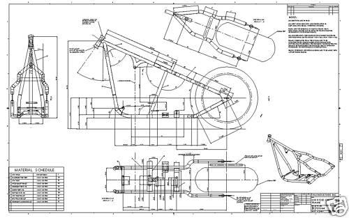 Custom chopper softail harley frame plans blueprint