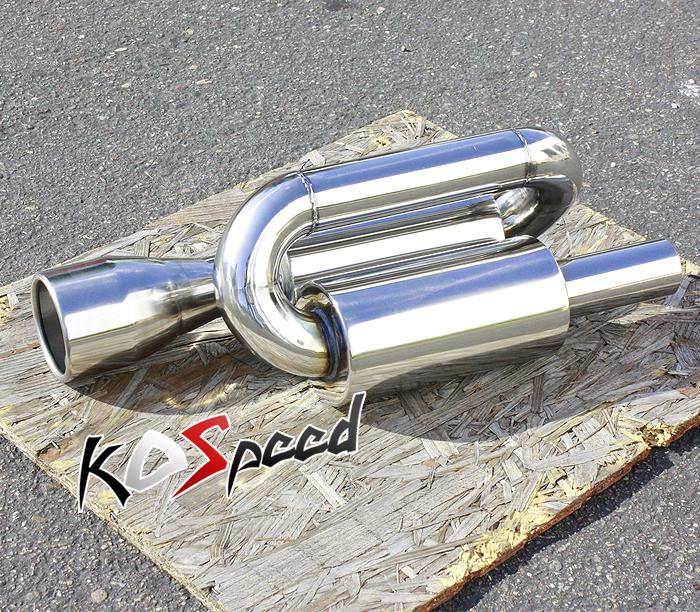 Stainless steel 3.5" tip twin loop racing exhaust muffler hi flow universal jdm