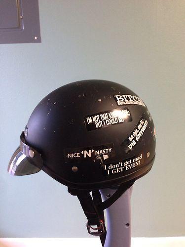 Womens motorcycle half helmet black size m very nice dot approved w visor