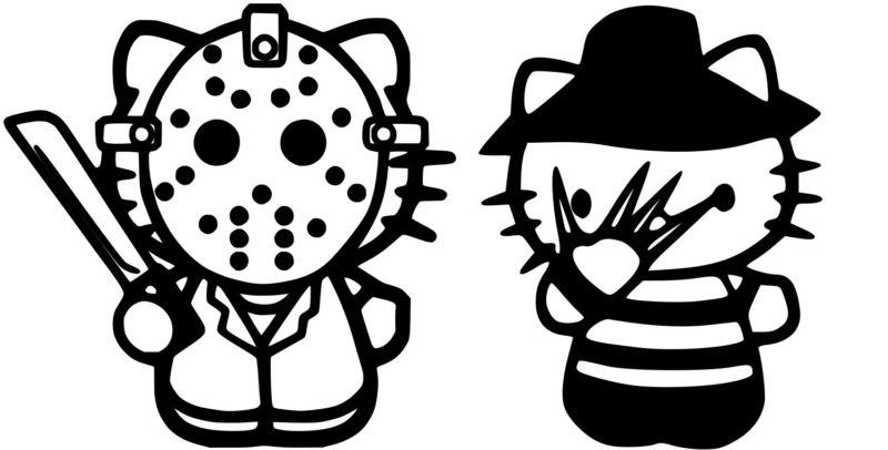 Hello kitty jason and freddy vinyl decal for cars,laptops,tablets and more..