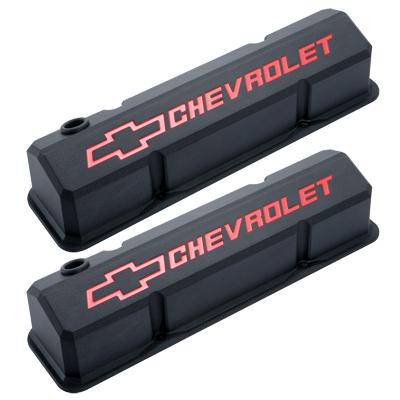 Gm 141-928 sb chevrolet bowtie slant valve covers black
