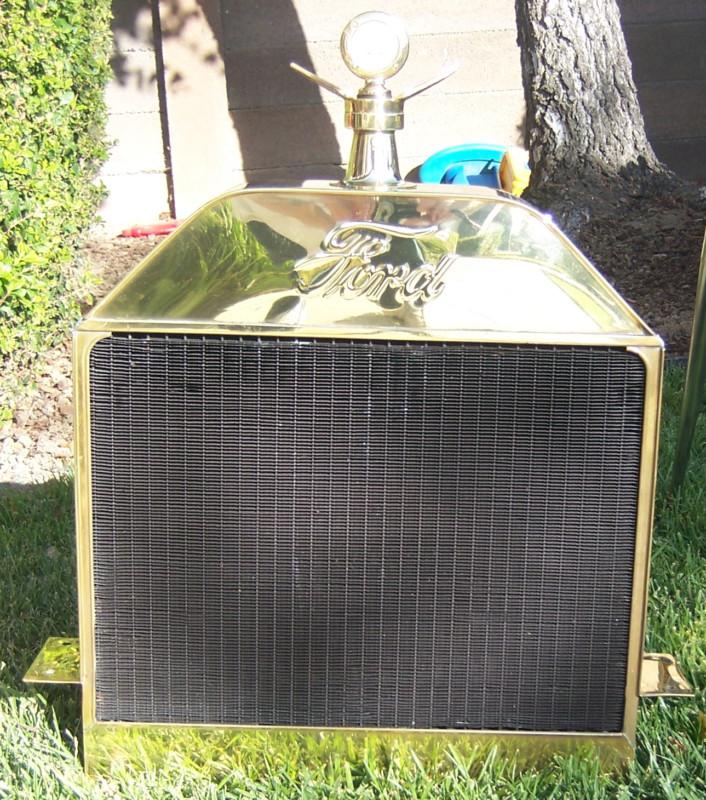 Ford model t polished  brass radiator w/ electric fan