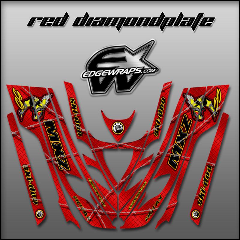 Ski doo zx sk 99, 00, 01,02,03 mxz 600 800 custom graphics - red diamondplate