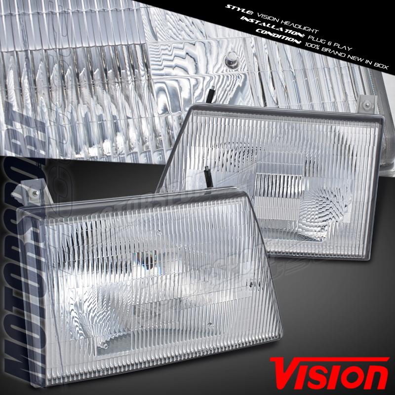 Vision 92-96 ford econoline van e150 e250 xl chrome housing headlights assembly