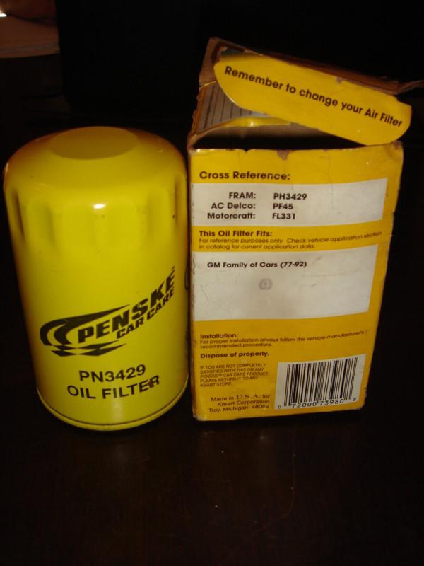 Penske oil filter model pn3429 ac delco pf45 motorcraft fl331 gm cars 77-92