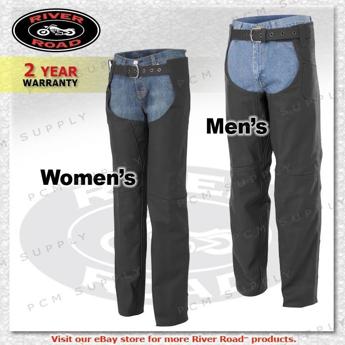 River road cinder matte finish leather motorcycle touring men chaps