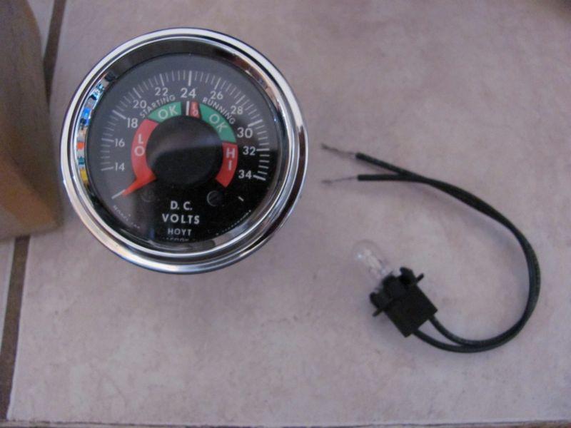 Hoyt dc voltmeter 0-34 guage - illuminated panel meter - model 691 - hot rod new