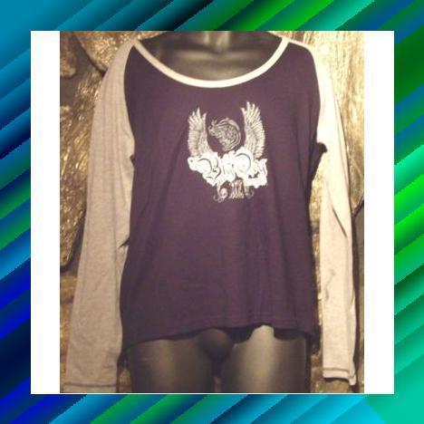 Big dog motorcycle ladies long sleeve blk & grey xl