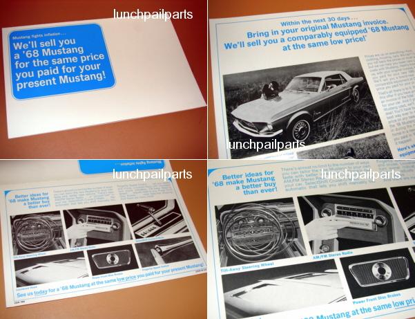 Rare ford dealer brochure 1968 mustang special options sale 1964 ½ 1965 owners